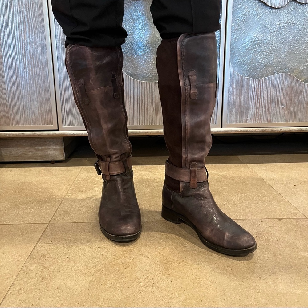 * Cole Haan Pull on Knee High Nike Air Leather Boots *